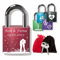 Liebesschloss mit Wunschgravur zum Valentinstag, Hochzeitstag, Jahrestag, Geburt; inkl. Gravur, optional mit Samtbeutel; Vorhangschloss aus eloxiertem Aluminium