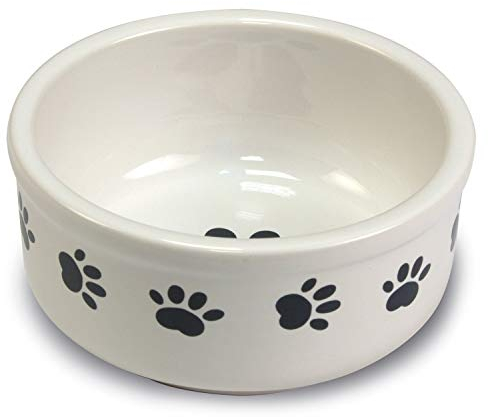 Arquivet Mangeoire, Abreuvoir en céramique pour Chien ou Chat Style Empreintes - Récipient de Nourriture pour Animaux de Compagnie - Assiette d'alimentation en céramique pour Chiens et Chats - Bol
