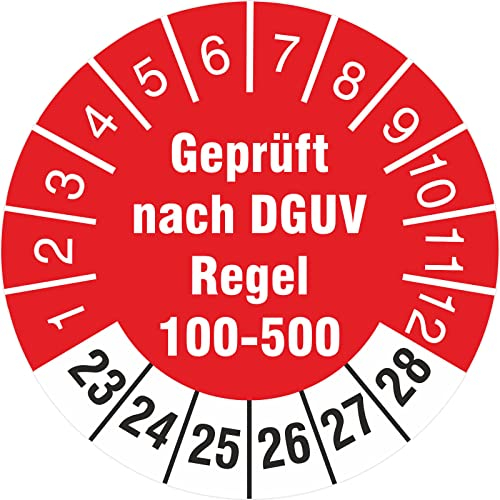100 Prüfetiketten geprüft nach DGUV Regel 100-500 2023-28 Prüfplaketten 30 mm