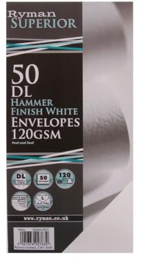 Ryman Hammer Finish Envelopes DL 120gsm Peel & Seal Pack of 50