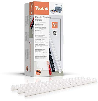 Peach Plastikbinderücken A4 - 14mm - 125 Blatt - 100 Stück - weiß - PB414-01