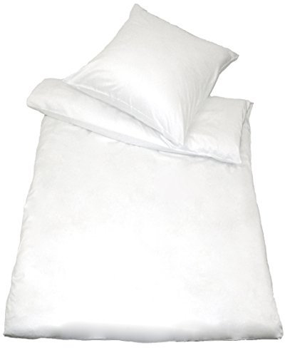 Kinzler B-10001/00 hochwertige Baumwoll Satin-Bettwäsche Uni, modern, 80x80 + 155x200 cm, Weiss