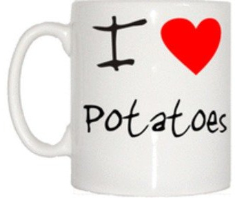 TeeTreeDesigns I Love Heart Potatoes White Ceramic Insulated Mug