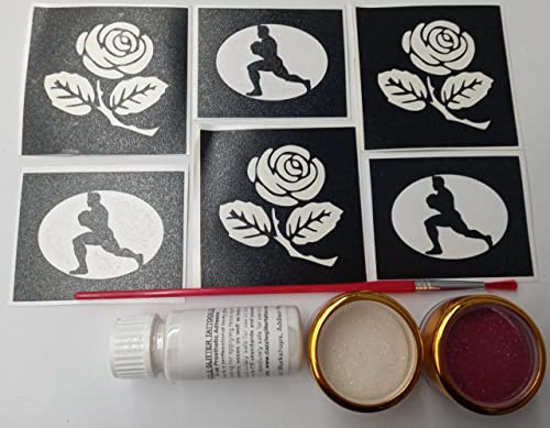 England Rugby glitter tattoo set incl. 30 stencils + glitter + glue 6 Nations english SALE