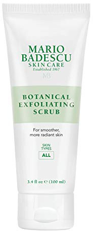 Mario Badescu Botanical Exfoliating Scrub for All Skin Types, Face Scrub with Ivory Palm Seeds & Green Tea Extract, Gentle Exfoliating Face Wash, 3.4 Fl Oz