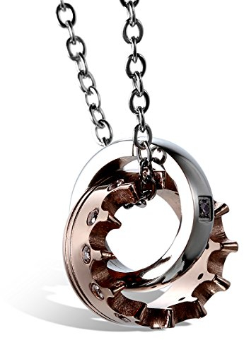 JewelryWe Schmuck Damen Krone Ring Edelstahl Partner-Anhänger mit 45cm Kette, Halskette Geschenke für Frauen, Gold Silber, kostenlos Gravur