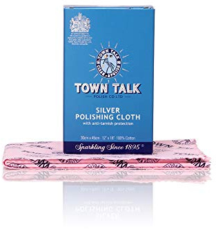 Town Talk Anti-Tarnish Silver Polishing Cloth for Silver Jewellery 30x45cm