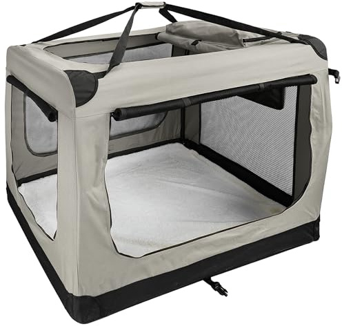 Faltbare Hundebox Transporttasche Transportbox Auto für Katze Hunde Große Kleine Box Bag Bed Decke Klein Auto Transport 7 Größen Taschen Fünf Farben Petigi (Creme, XXXXL (122 x 80 x 82 cm))