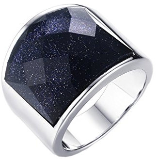 HIJONES Herren Edelstahl 19mm Blau Himmel Diamant Schneiden Ring Größe 68