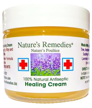 100% Natural Antiseptic Healing Cream Heals and Soothes Infected Skin, Bed Sores, Pressure Sores, Wounds, Painful Ulcers, Itching, Scrapes, Rashes, Cuts, Burns, Poison Ivy, Eczema, Psoriasis 2 oz.