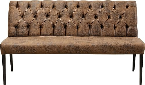 Kare Design Bank Econo, Braun, Sitzbank, Esstisch Bank, Lederoptik, Buchenholz Gestell, Wohnzimmer, Esszimmer, 95x164x62 cm (H/B/T)