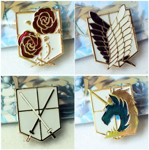 Shingeki No Kyojin Attack on Titan Scouting Legion Survey Corps New Training Corps Military Police Corps Station Troops Corps Badge Pin Set of 4