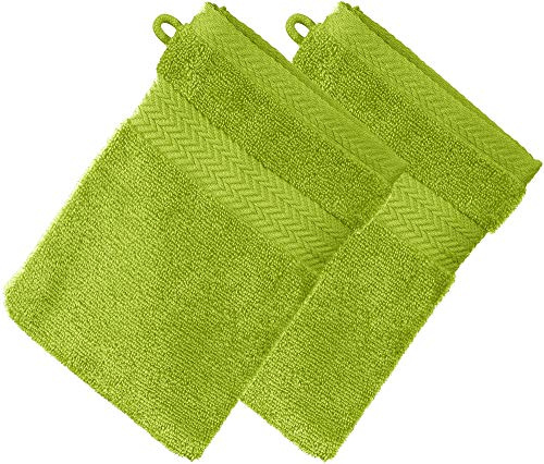 Erwin Müller Waschhandschuh Friedrichshafen 2er- Pack, 100% Baumwolle apfelgrün Größe 15x21 cm - Premium-Qualität, unvergleichlich saugfähig, hautsympathisch, formstabil (weitere Farben)