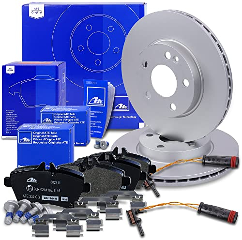 ATE Bremsenset Vorderachse inkl. Bremsscheiben vorne Ø 276 mm belüftet und Bremsbeläge vorne + Verschleißkontakt Kompatibel mit MERCEDES-BENZ A-Klasse (W169), B-Klasse Sports Tourer (W245)