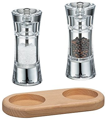 Zassenhaus Set Salzmühle & Pfeffermühle Aachen Acryl & Untersetzer (14 cm)