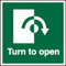 Seco Turn to Open - Cartello con freccia in senso orario, 100 mm x 100 mm, autoadesivo in vinile