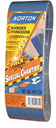 Norton Lot de 6 Bandes 75 x 533 mm Grain assortis