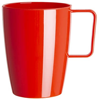 Olympia Kristallon Polycarbonate Plastic Handled Beakers Set 284 ml (Pack of 12), Red, Unbreakable & Shatterproof, Picnic Cups, Cold & Hot Drinks up to 100°C, Dishwasher Safe, CE289