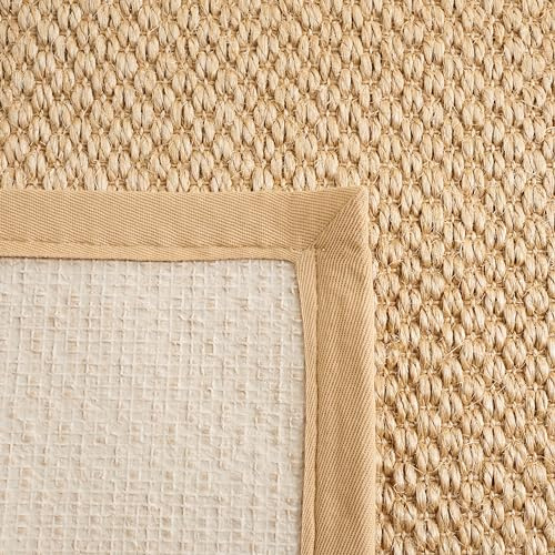 SAFAVIEH Area Rug 3x5 - Natural Fiber Collection - Maize, Sisal, Woven Design with Border (NF525F)
