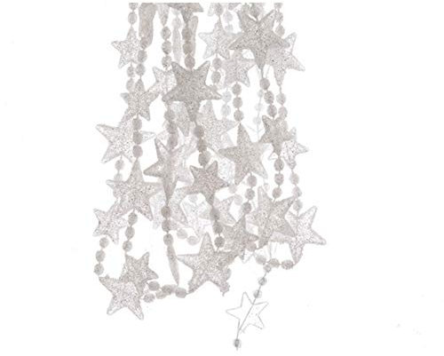 B Perlenkette Baumschmuck Weihnachtsschmuck Perlengirlande Deko Silber Sterne Glitter