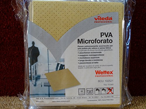Vileda Wettex Professional PVA mikroperforiert | Professionelle Nassreinigungstücher | 10 Tücher | 100% Polyvinylalkohol | hohe Saugfähigkeit | schnelltrocknend | für waschbare Oberflächen