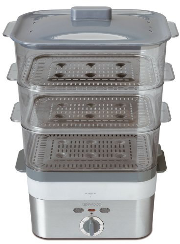 Kenwood FS 620 Elektrische Dampfgarer 2000 Watt / 60 Minuten Timer / 12 Liter / 3 Transparente Körbe stapelbar mit Korbeinlagen