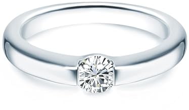 Trilani Damen Ring 925/- Sterling Silber | rhodiniert, Bandring, Zirkonia, weiß, Brillantschliff