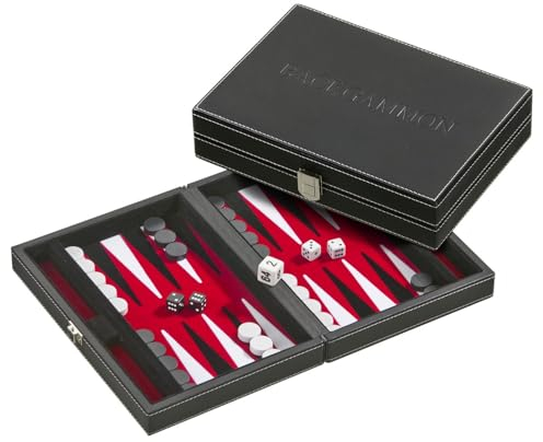 Philos 1711 - Backgammon Tinos, klein, rot, Kunstleder, magnetisch, Reisespiel