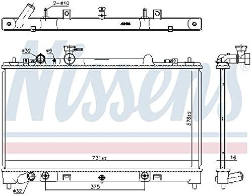 NISSENS Kühler Motorkühlung Kühler Wasserkühler Motorkühler Netzbreite 738mm Netzlänge 375mm Netztiefe 16mm 68531