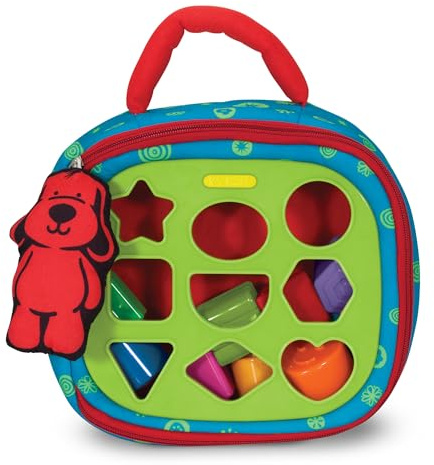 Melissa & Doug K's Kids Take-Along Shape Sorter Baby Toy with 2-Sided Activity Bag and 9 Textured Shape Blocks Sensory Toys, Travel Shape Sorter Toys for Toddlers and Infants