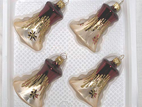 Jingle Bells Lauscha Glocke mit Klöppel Romantik mundgeblasen, handbemalt