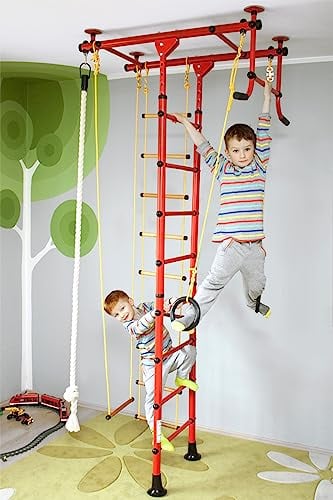 NiroSport Sprossenwand für Kinder M1 aufbau ohne Bohren Kletterwand Turnwan 200-290 cm