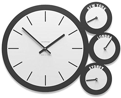 CalleaDesign London Wanduhr mit Zeitzonen weiß