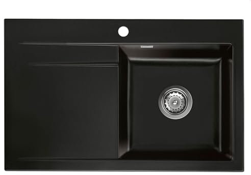 Systemceram Stema 80 Nero Keramikspüle Handbetätigung