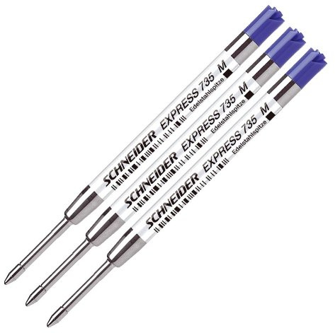 Schneider 77305, Ballpoint Refill 735M, Pack of 3, Blue
