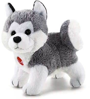 Trudi 51025 Sweet Collection Kleiner Husky ca. 8 cm, Größe XXS, Stofftier mit weichen Materialien und liebevollen Details, Plüschtier waschbar, Kuscheltier für Kinder & Babys, Grau/Weiß