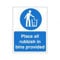 Place Rubbish In Bins Provided Sign 150mm x 200mm - Self Adhesive