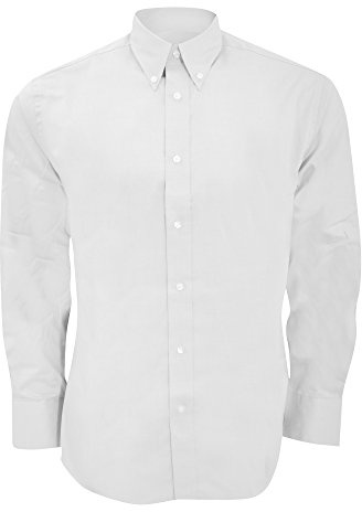 Kustom Kit Mens Long Sleeve Tailored Fit Premium Oxford Shirt (16.5inch) (White)