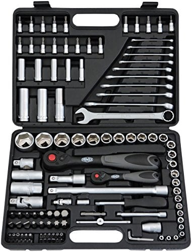 FAMEX 568-FX-46 Steckschlüsselsatz mit 72 Zahn Knarren-12.5 mm (1/2-Zoll) und 6.3 mm (1/4-Zoll)-Antrieb - 4-32 mm 120-teilig