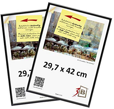 3-B Bilderrahmen FOTO - 2-Pack - 29,7x42 cm (A3)- schwarz - Fotorahmen, Kunststoffrahmen mit Acrylglas. Sparpaket!