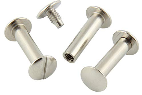 KLEBESHOP24 Buchschrauben vernickelt 25 mm, 20 Stück | Für Speisekarten, Musterbücher, Mappen, Alben und Bastelarbeiten