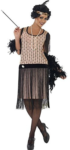 Smiffys Costume coco délurée des années 20, robe, porte-cigarette, collier & coiffe Halloween