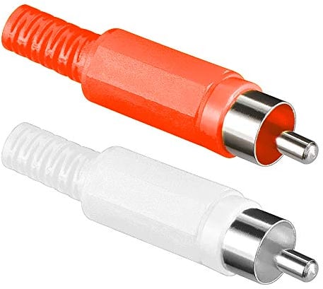 BestPlug 2 Stück Audio L-R Cinch Stecker Lötversion, 1 Rot und 1 Weiss
