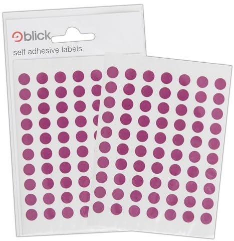 Blick Labels, Purple, Self Adhesive Stickers, Coloured Dot, Circles, 8mm, 490 Labels, for Home, Office, Family, School, Holiday Calendar Organising, Planner, Rewards Chart, Colour Coding