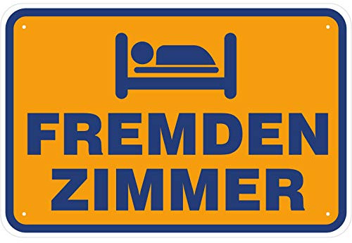 Schild Fremdenzimmer aus Aluminium-Verbundmaterial 3mm stark 20 x 30 cm frei