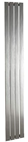 300mm(w) x 1800mm(h) Luna Chrome Vertical Designer Radiator, 4 Flat Panels - 2091 BTUs Central Heating Feature Radiator
