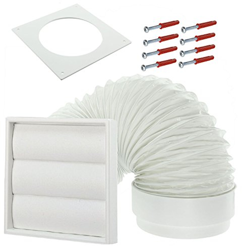 SPARES2GO Kit de ventilación universal para secadora de pared exterior (blanco, 102 mm)