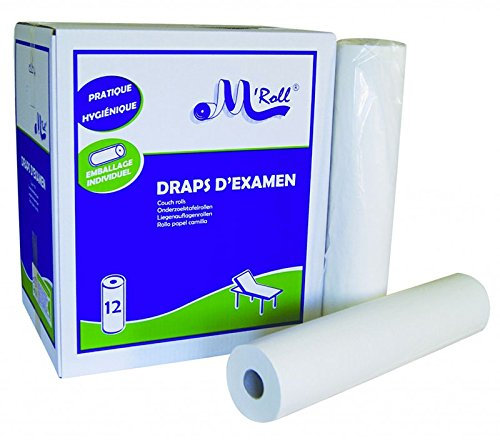 Draps d'examen standard mélés 2x18.5g/m² - Carton de 12 rouleaux - 2 plis - 150 formats 50x38cm - J215LMR- Certifié France Medical Industrie