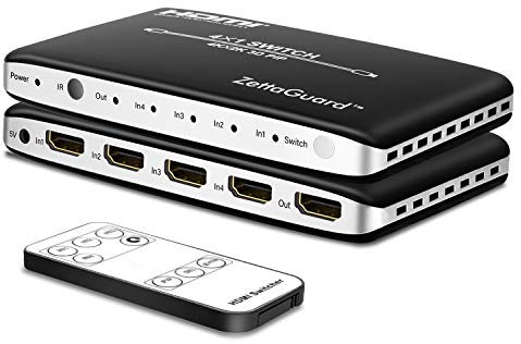 Zettaguard Commutateur HDMI 4K x 2K 4 Ports 4 x 1 avec télécommande sans Fil PIP et IR (ZW410)