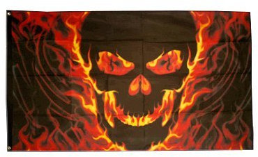 Flagge Totenkopf mit Feuer - 90 x 150 cm
